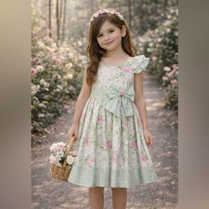 Bonnie Jean Girls Floral Dress Size 5 NWT $90 Seersucker Cottagecore
